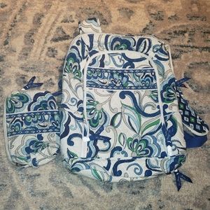 VERA BRADLEY Mediterranean White backpack/cosmetic